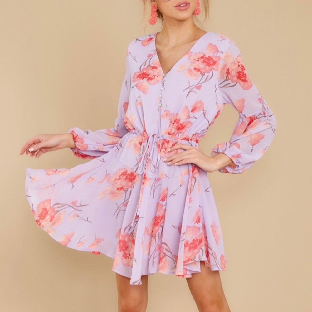 NWOT Lavender Floral Balloon sleeve dress